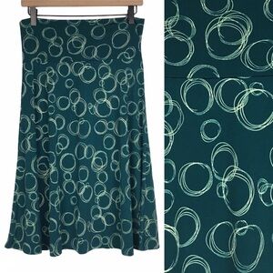 LULAROE Azure Skirt Circles Scribble Print Boho Festival Knee Length Size Medium